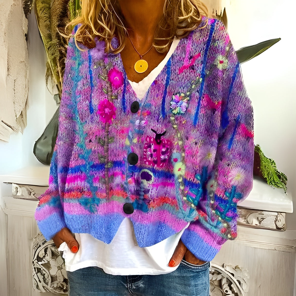 Emma - Cardigan Floral Bohème