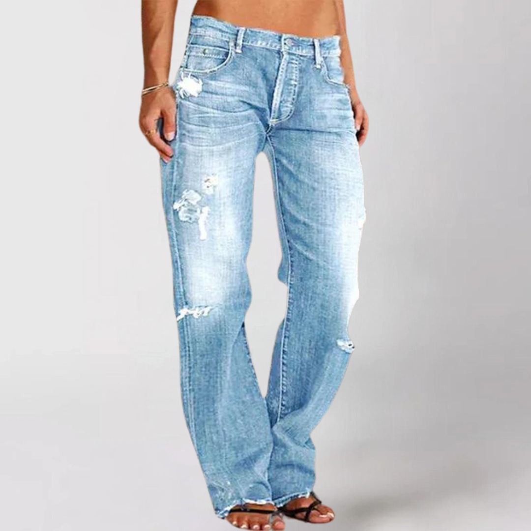 Priscilla™ | Denim Spijkerbroek met Wijde Pijpen