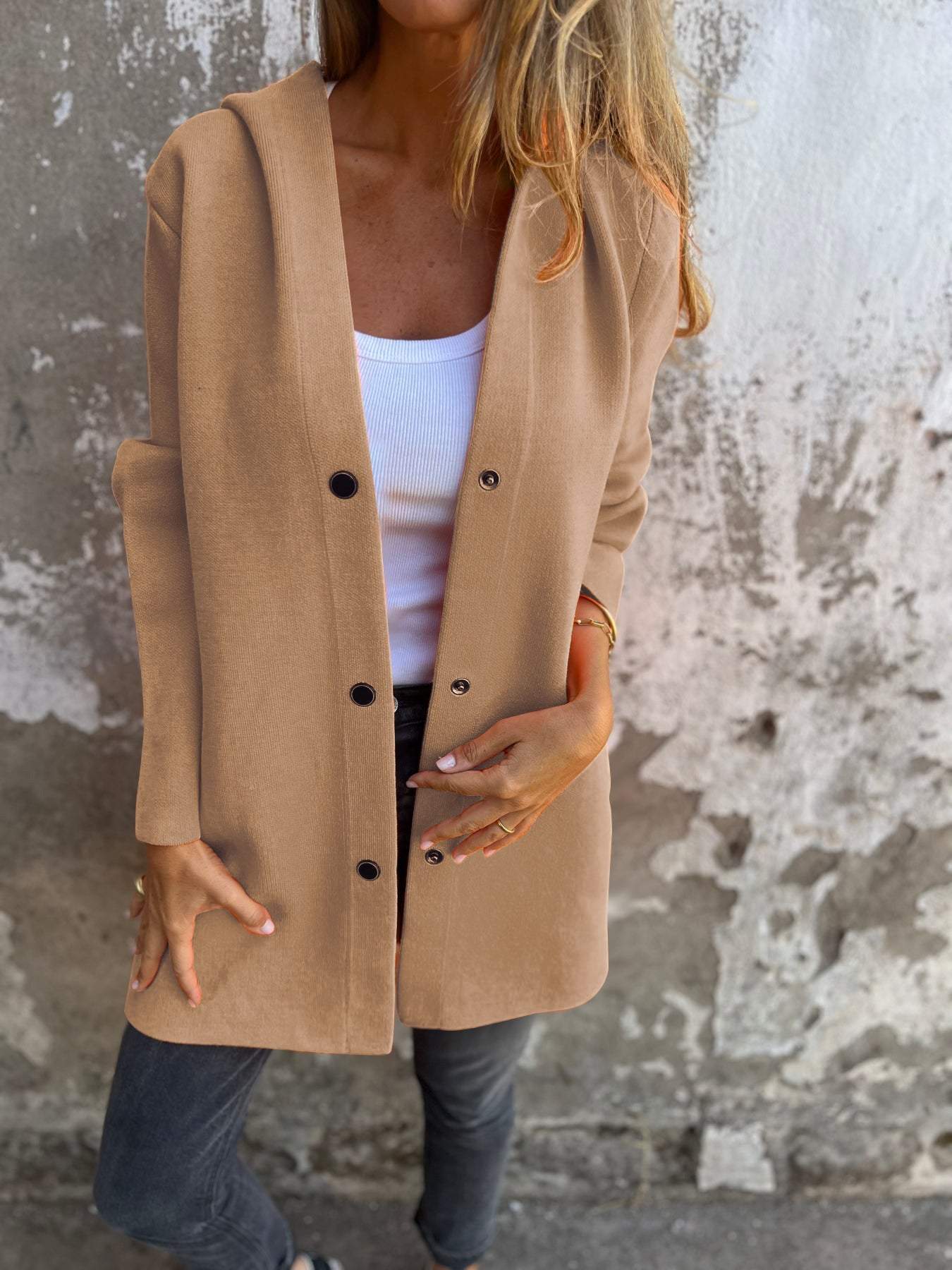 Adriana - Casual vest met capuchon