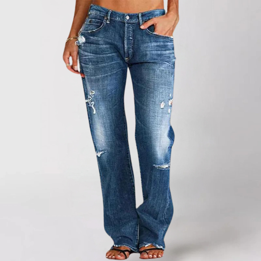 Priscilla™ | Denim Spijkerbroek met Wijde Pijpen