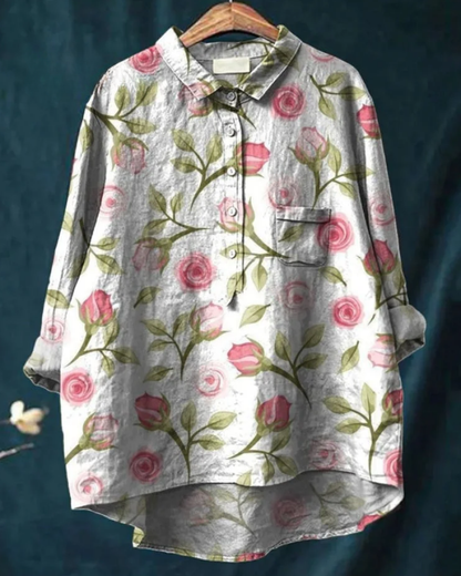 Jenny | Elegante bloemenblouse met knopen