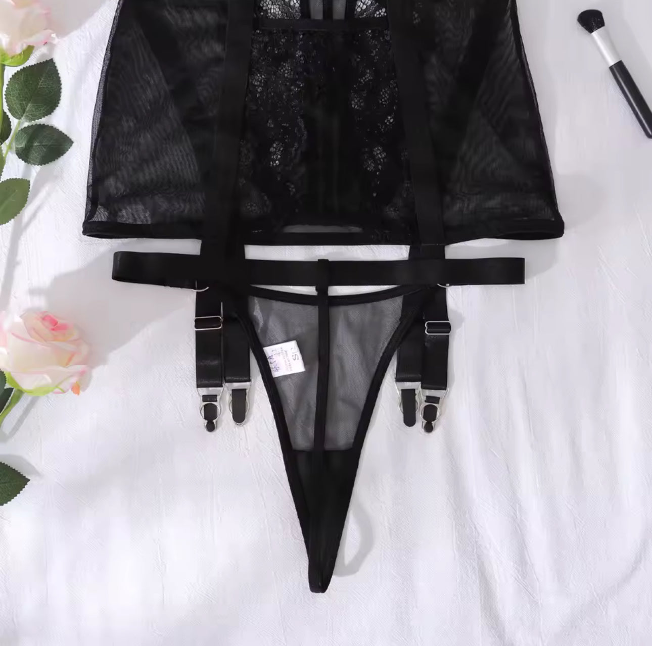 Alessandra™ | Zwart Satijnen Nachthemd Mirage