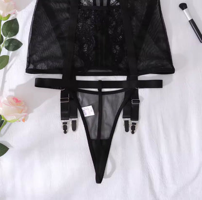 Alessandra™ | Zwart Satijnen Nachthemd Mirage