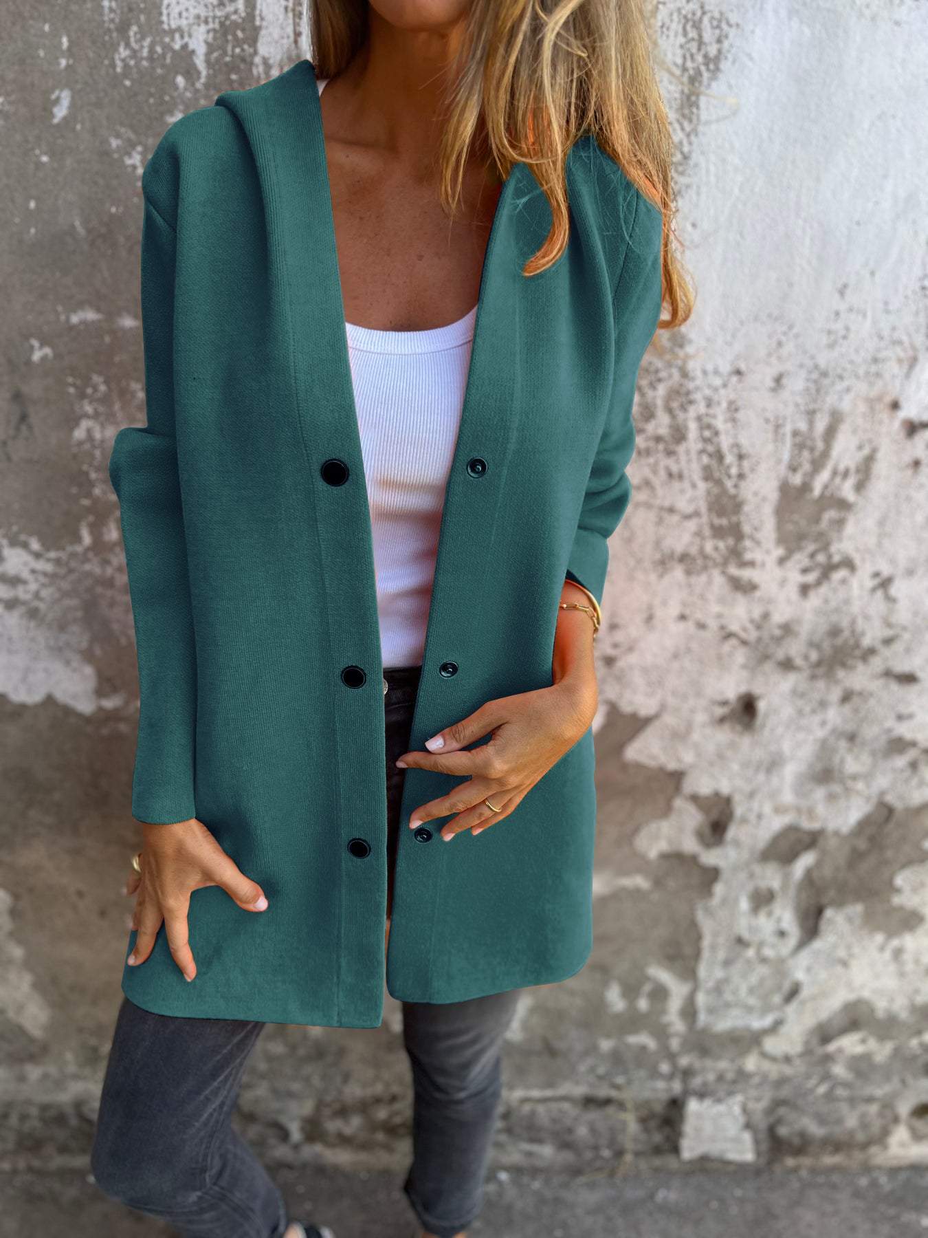 Adriana - Casual vest met capuchon