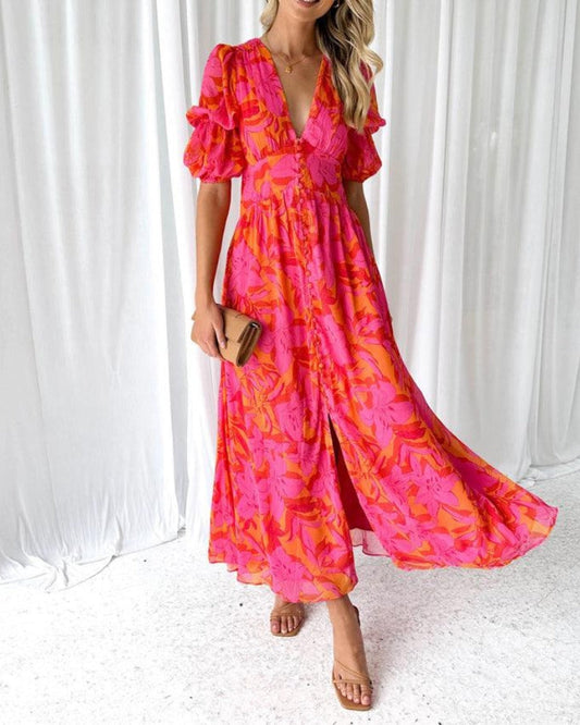 Derana - Maxi-jurk Roodroze