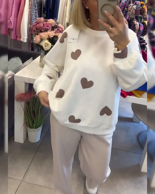 Mila - Comfortabele Trui Met Hartjes