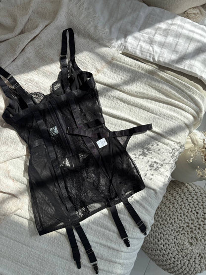 Alessandra™ | Zwart Satijnen Nachthemd Mirage