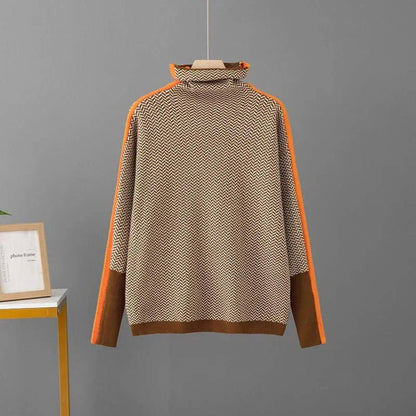 Leni - Chique Geribbelde Pullover met Vischgraatmotief