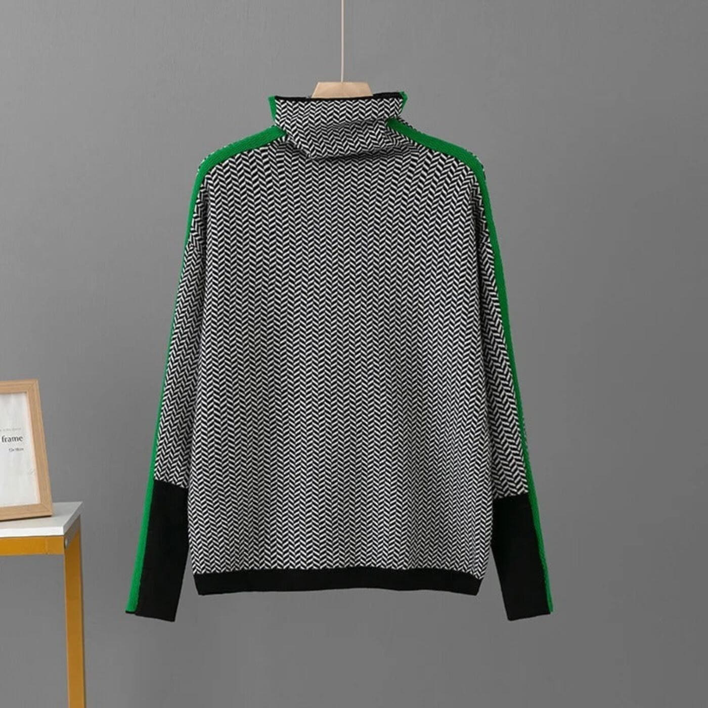 Leni - Chique Geribbelde Pullover met Vischgraatmotief
