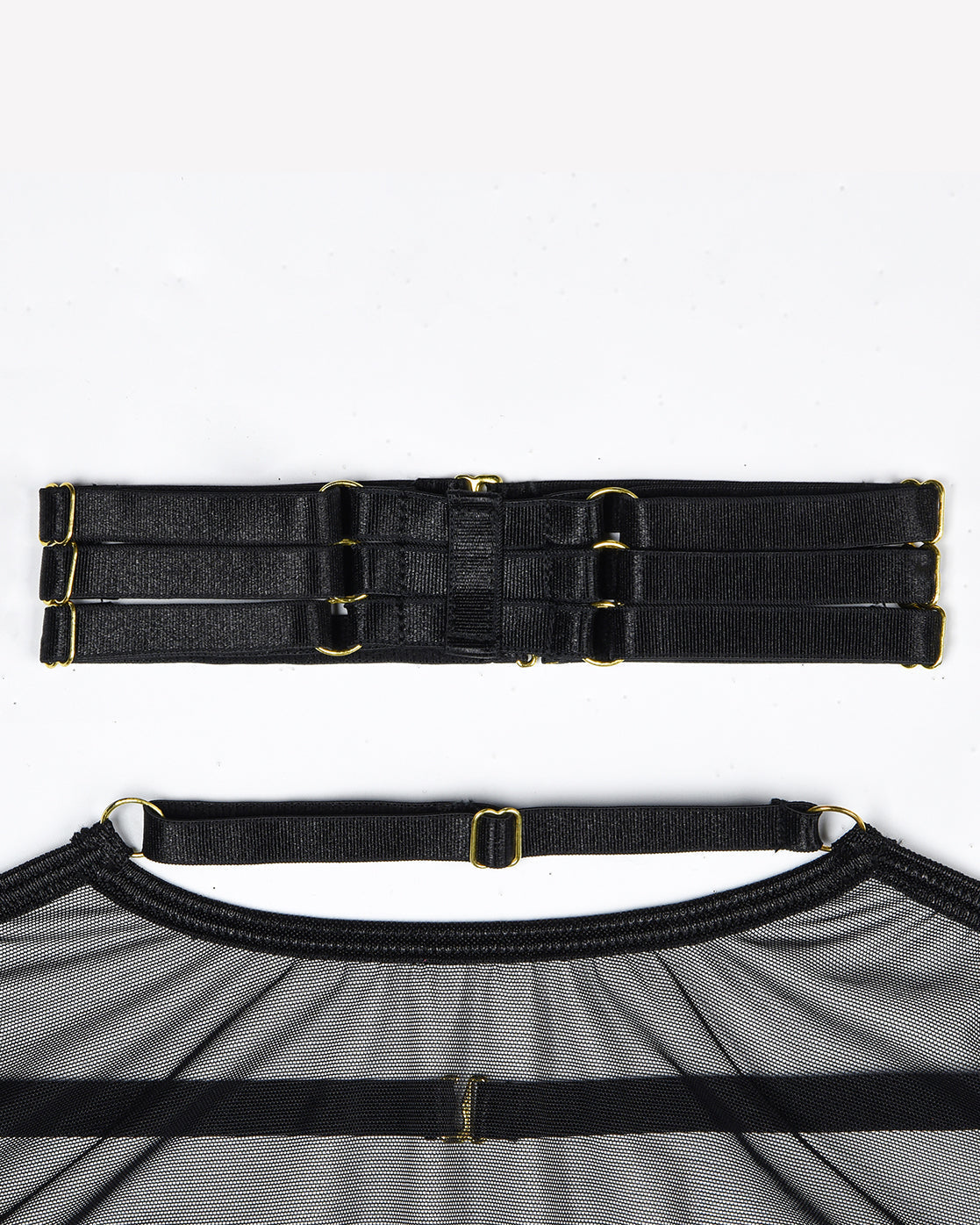 Eline™ | 4-delige transparante mesh lingerieset