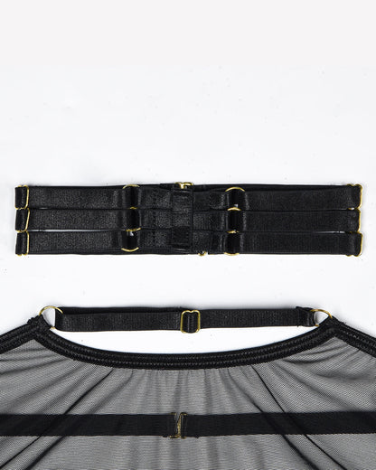 Eline™ | 4-delige transparante mesh lingerieset