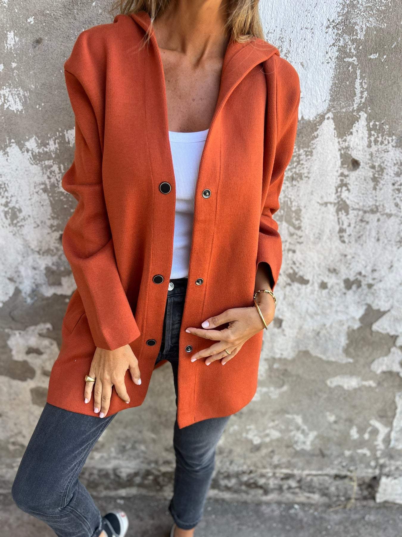 Adriana - Casual vest met capuchon