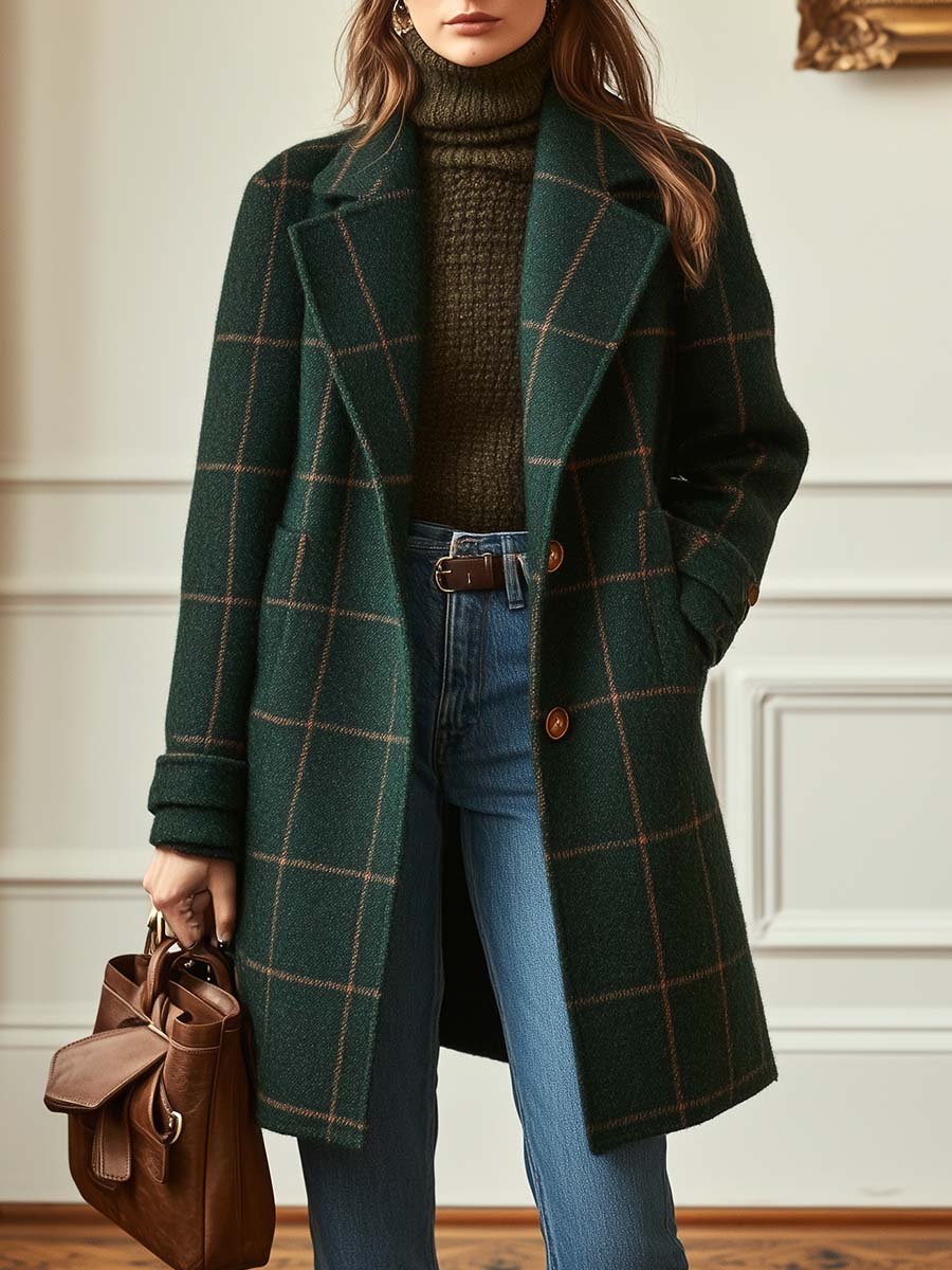 Elena - Manteau Classique À Carreaux