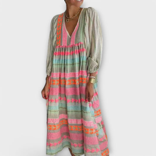 Elfruna - Geborduurde Boho Midijurk