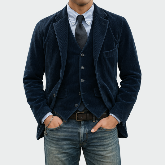 Tommy™ | Tweedelig kostuum: fluwelen blazer en gilet